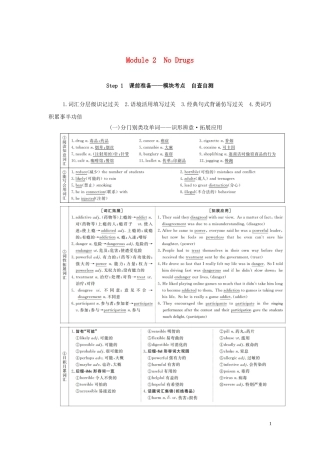 高考英语总复习 Module 2 No Drugs教学案 外研版必修2-外研版高三必修2英语教学案