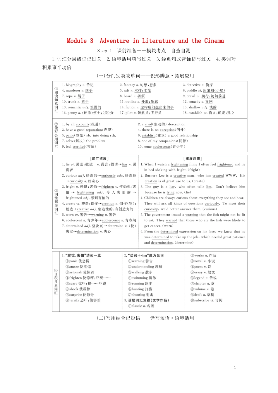 高考英语总复习 Module 3 Adventure in Literature and the Cinema教学案 外研版必修5-外研版高三必修5英语教学案_第1页