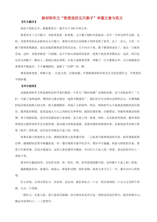 高考语文 新材料作文“铁笼里的五只猴子”审题立意与范文