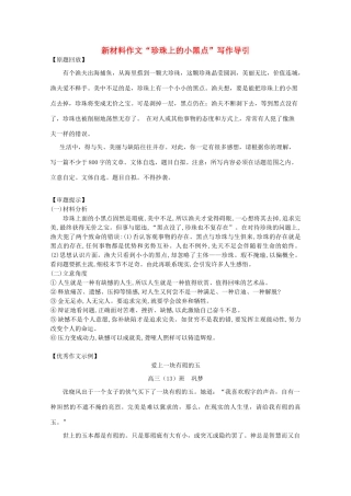 高考语文 新材料作文“珍珠上的小黑点”写作导引素材