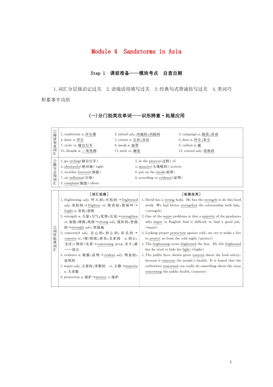高考英语总复习 Module 4 Sandstorms in Asia教学案 外研版必修3-外研版高三必修3英语教学案_第1页
