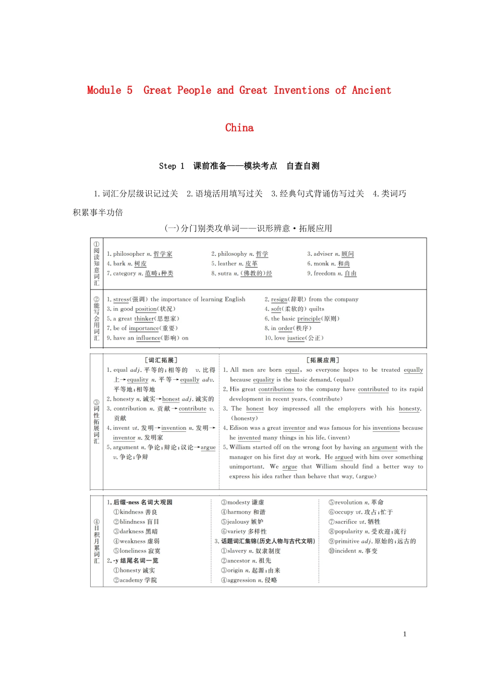 高考英语总复习 Module 5 Great People and Great Inventions of Ancient China教学案 外研版必修3-外研版高三必修3英语教学案_第1页