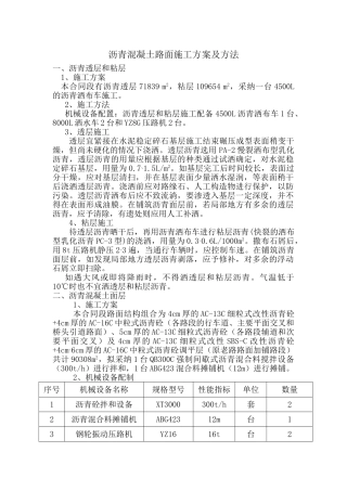 沥青混凝土路面施工方案及方法