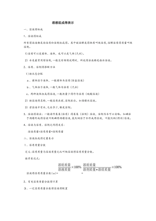 沪教版九年级化学讲学稿：《溶解现象》溶液组成的表示