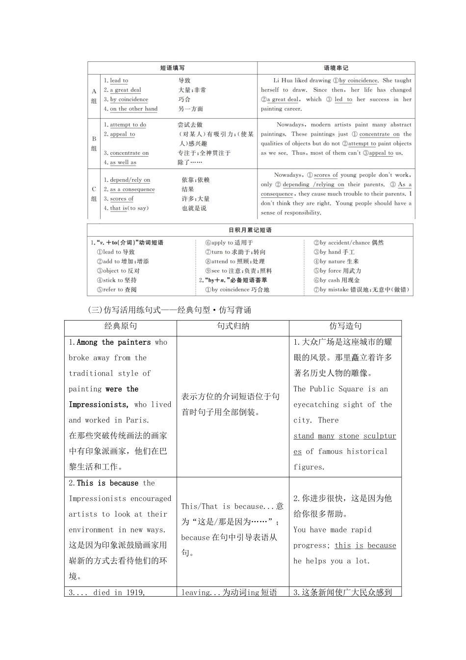 高考英语总复习 Unit 1 Art教学案 新人教版选修6-新人教版高三选修6英语教学案_第2页