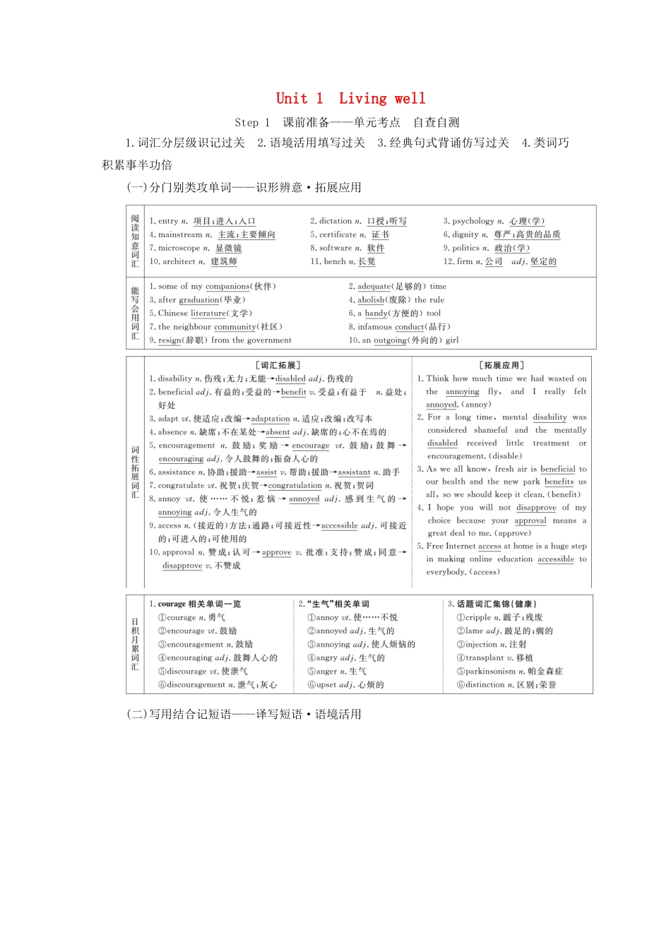 高考英语总复习 Unit 1 Living well教学案 新人教版选修7-新人教版高三选修7英语教学案_第1页