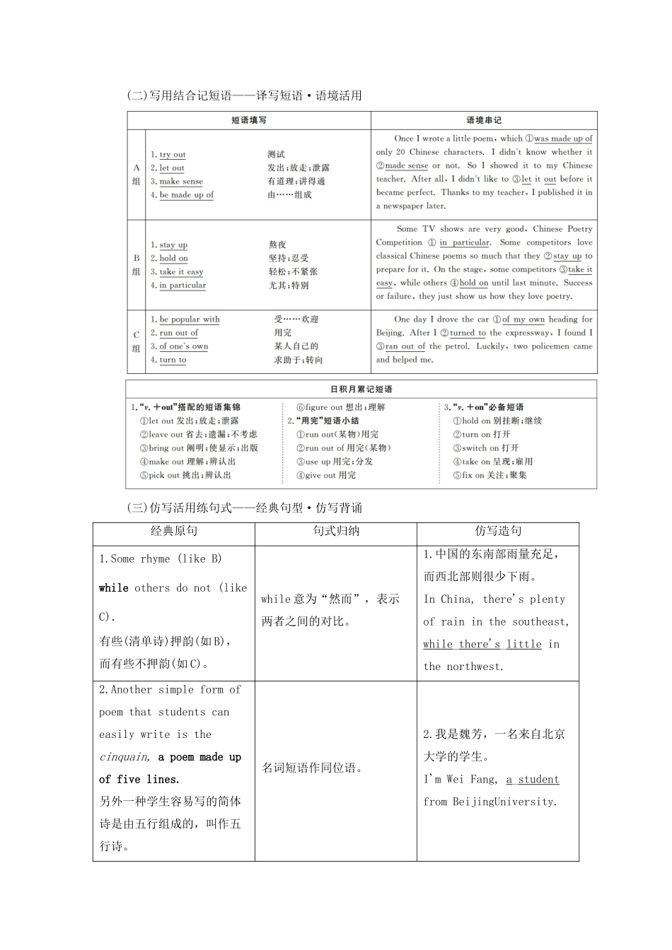 高考英语总复习 Unit 2 Poems教学案 新人教版选修6-新人教版高三选修6英语教学案_第2页