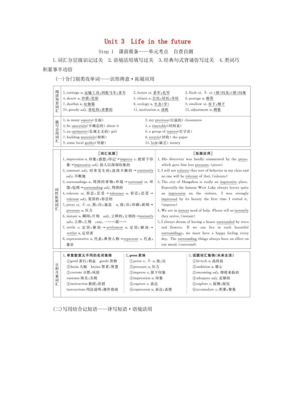 高考英语总复习 Unit 3 Life in the future教学案 新人教版必修5-新人教版高三必修5英语教学案_第1页