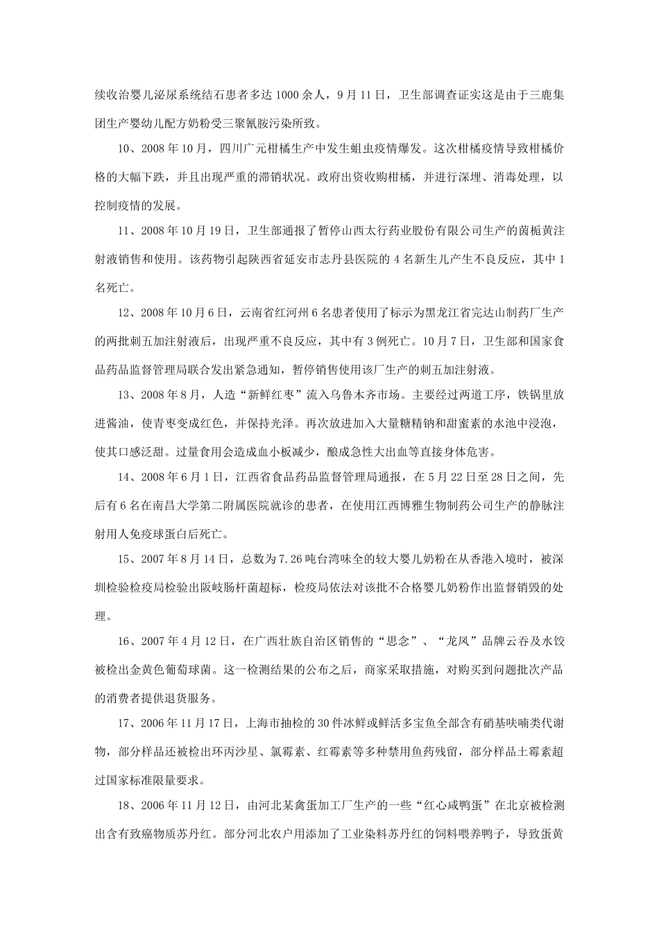 高考语文 最近食品安全事故大全备忘录名单2011-2000作文素材_第3页
