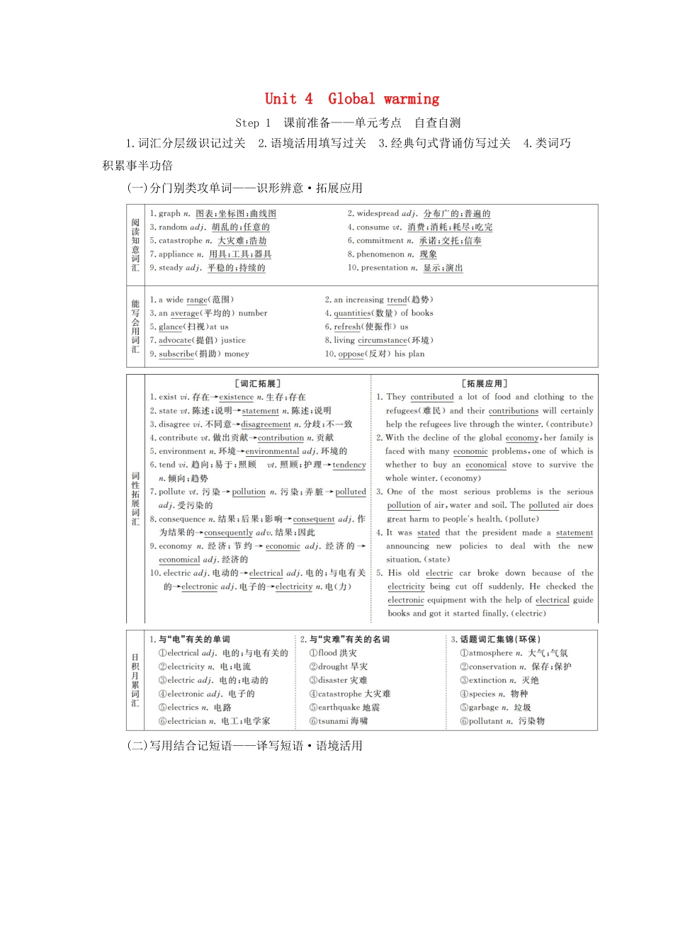高考英语总复习 Unit 4 Global warming教学案 新人教版选修6-新人教版高三选修6英语教学案_第1页
