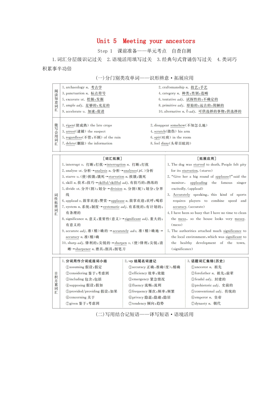 高考英语总复习 Unit 5 Meeting your ancestors教学案 新人教版选修8-新人教版高三选修8英语教学案_第1页