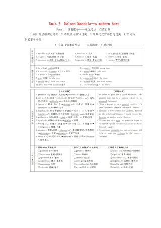 高考英语总复习 Unit 5 Nelson Mandela—a modern hero教学案 新人教版必修1-新人教版高三必修1英语教学案