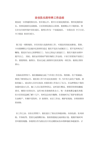 治安队长的年终工作总结