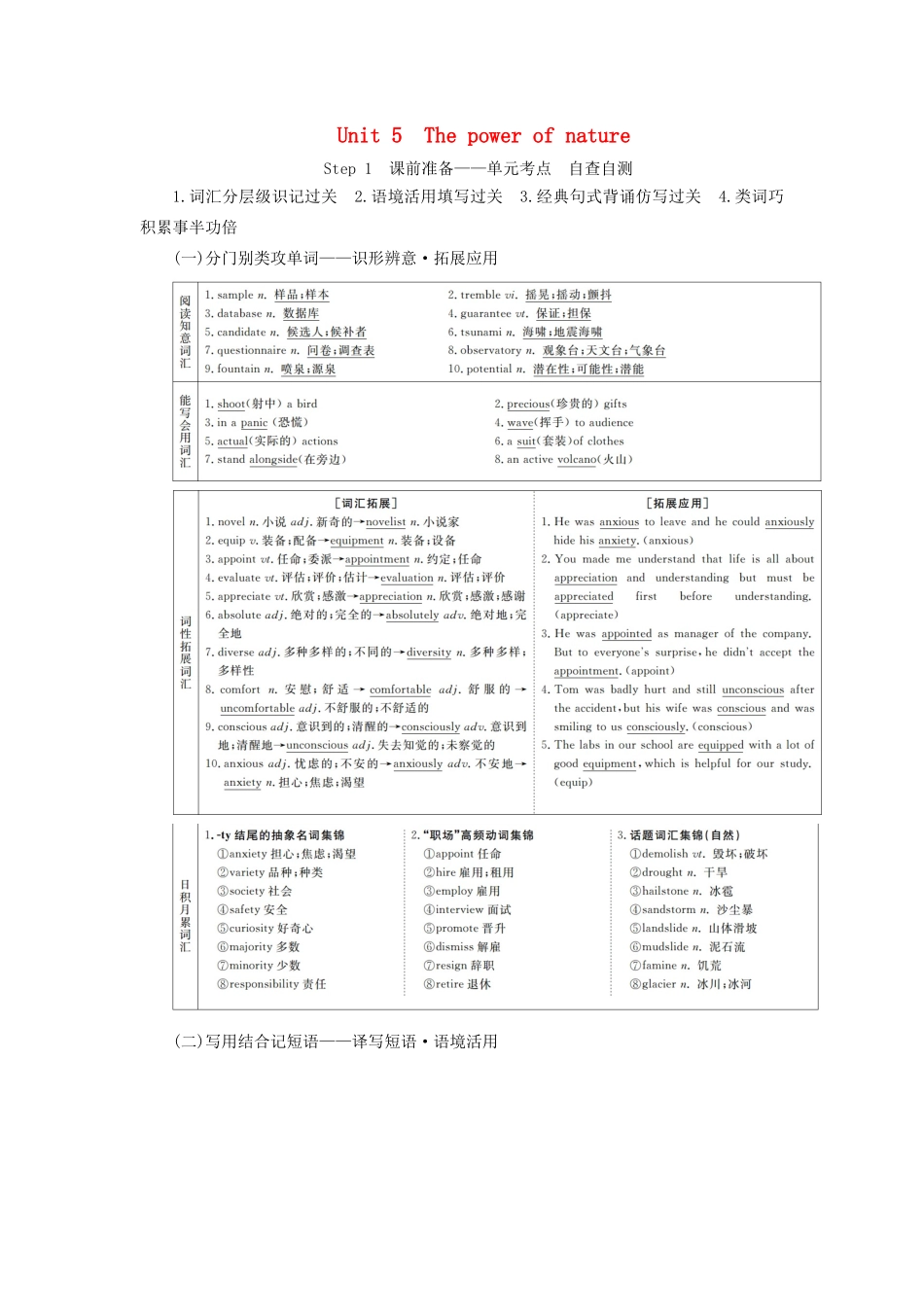 高考英语总复习 Unit 5 The power of nature教学案 新人教版选修6-新人教版高三选修6英语教学案_第1页