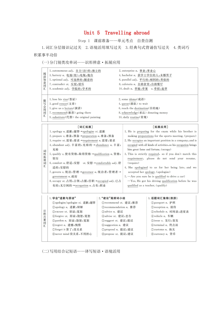 高考英语总复习 Unit 5 Travelling abroad教学案 新人教版选修7-新人教版高三选修7英语教学案_第1页