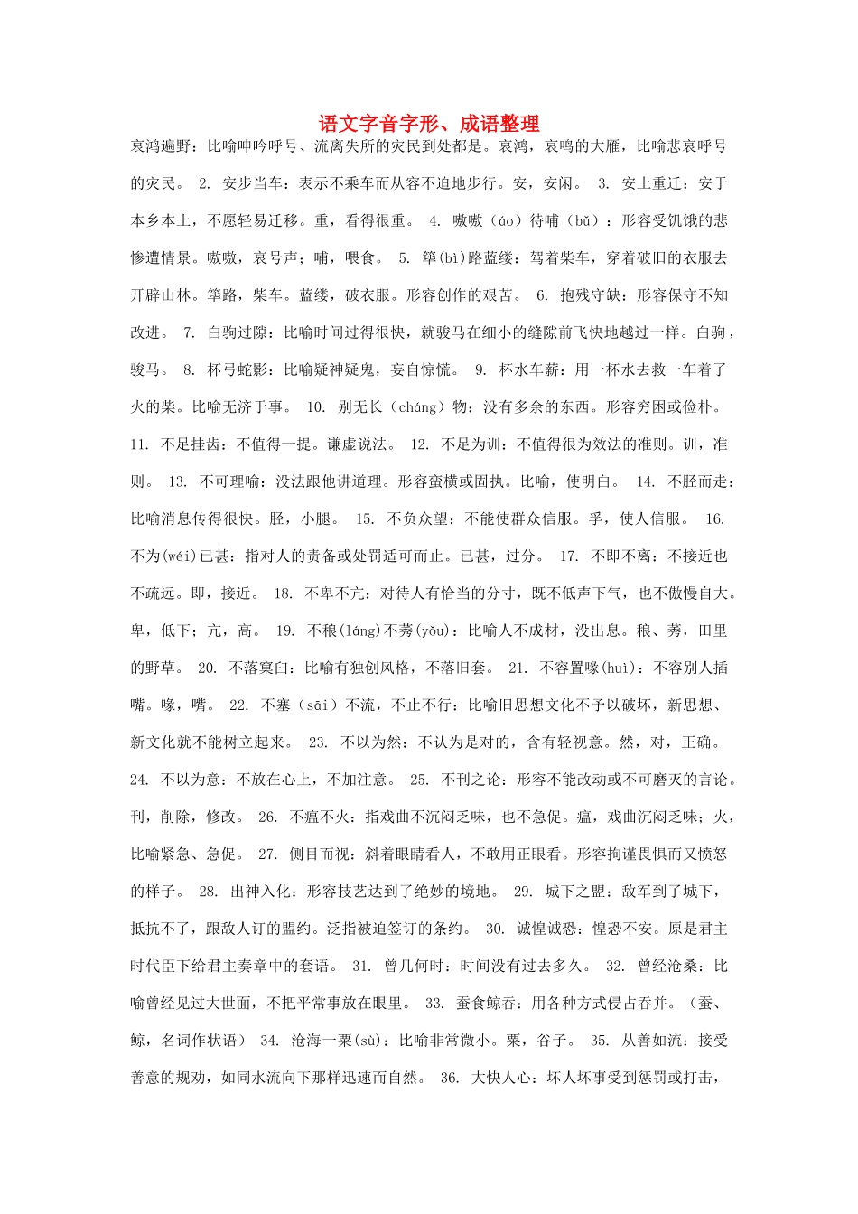 高考语文 字音字形、成语整理素材_第1页