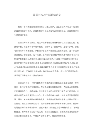 泌尿科实习生活总结范文