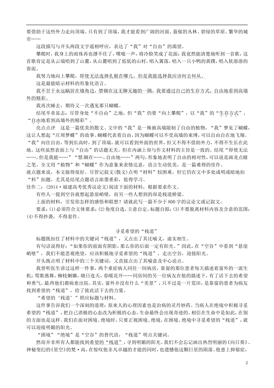 高考语文冲刺 作文学案1-人教版高三全册语文学案_第2页
