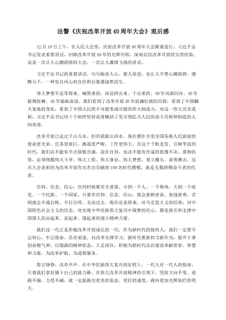 法警《庆祝改革开放40周年大会》观后感