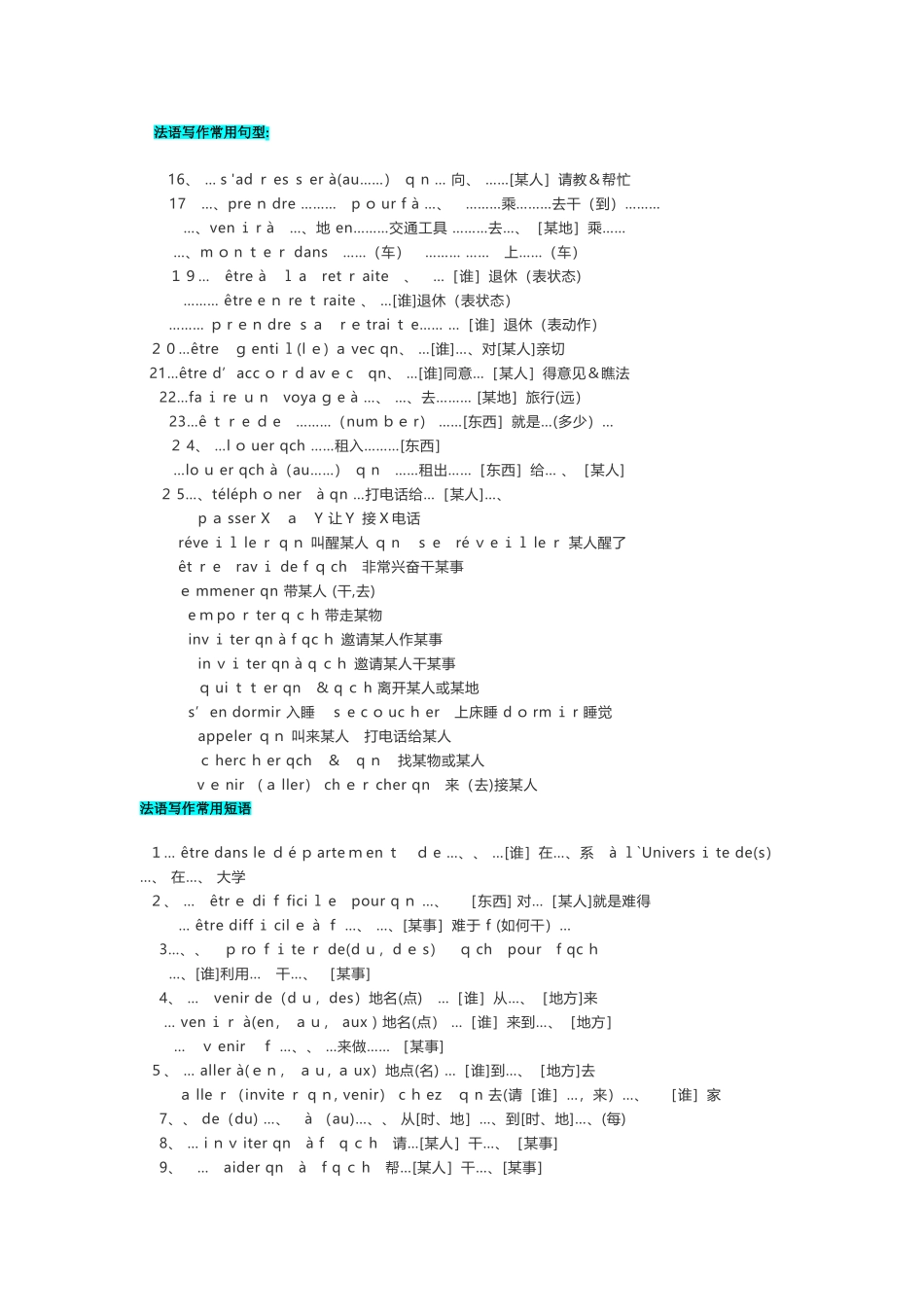 法语写作常用句型_第1页