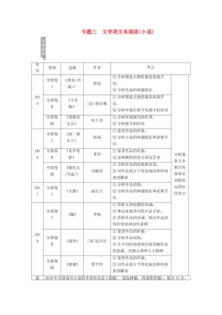 高考语文一轮复习 第1编 现代文阅读 专题三 文学类文本阅读（小说）教学案-人教版高三全册语文教学案