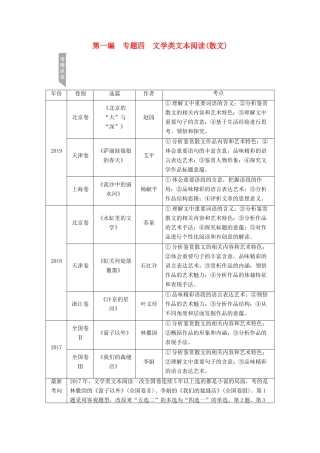 高考语文一轮复习 第1编 现代文阅读 专题四 文学类文本阅读（散文）教学案-人教版高三全册语文教学案
