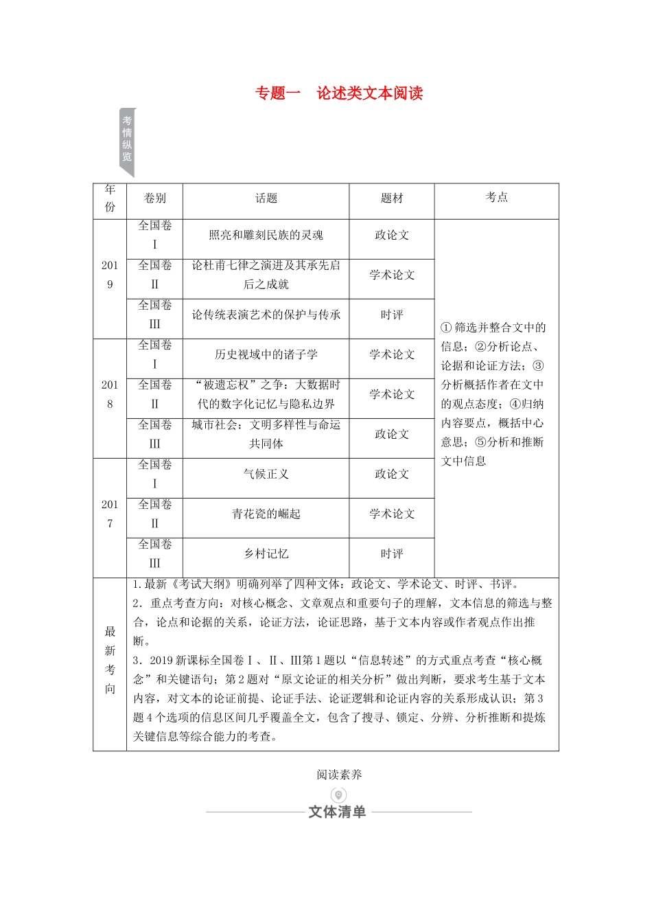 高考语文一轮复习 第1编 现代文阅读 专题一 论述类文本阅读教学案-人教版高三全册语文教学案_第1页