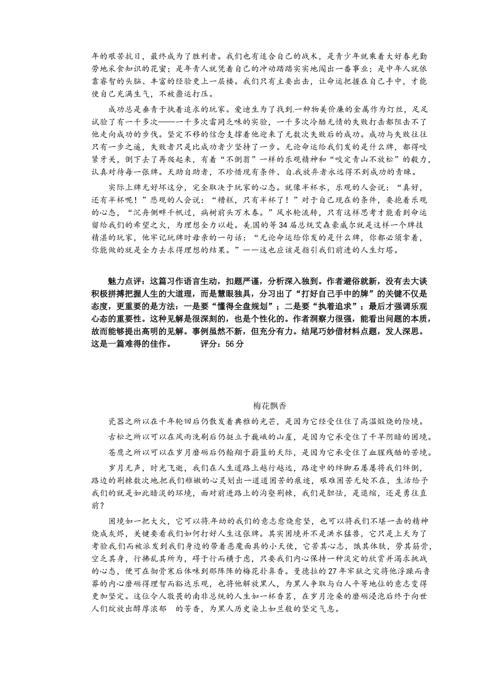 高考语文材料作文训练“打好你手中的牌”导写_第3页