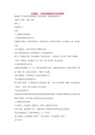 高考语文复习备考策略 专题06 正确运用常见的修辞方法 几种易混的修辞手法的辨析-人教版高三全册语文素材