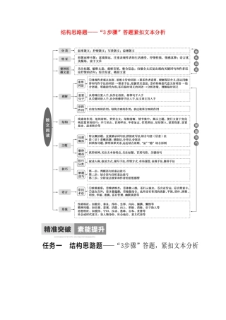 高考语文二轮复习 任务群4 任务1 结构思路题——“3步骤”答题紧扣文本分析学案-人教版高三全册语文学案