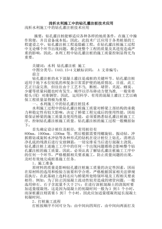 浅析水利施工中的钻孔灌注桩技术应用