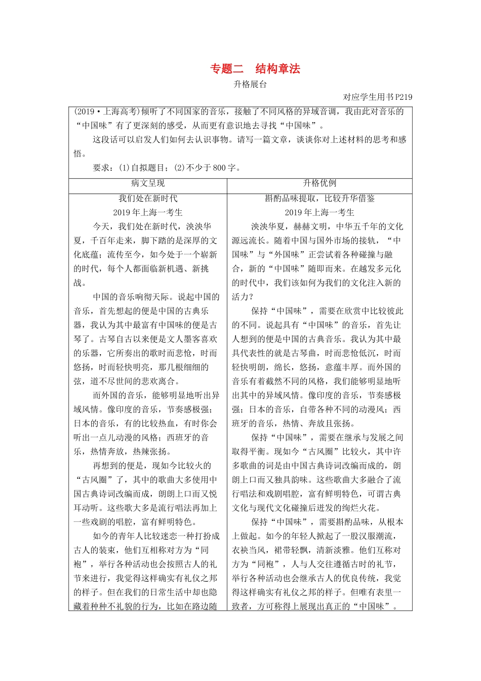 高考语文一轮复习 第4编 写作 专题二 结构章法 结构章法教学案-人教版高三全册语文教学案_第1页