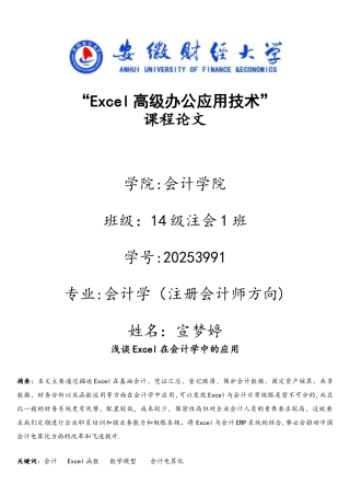 浅谈Excel在会计学中的应用
