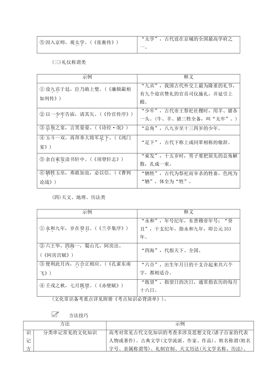 高考语文一轮复习 第二编 古诗文阅读 专题二 微案三 文化常识学案（含解析）-人教版高三全册语文学案_第2页