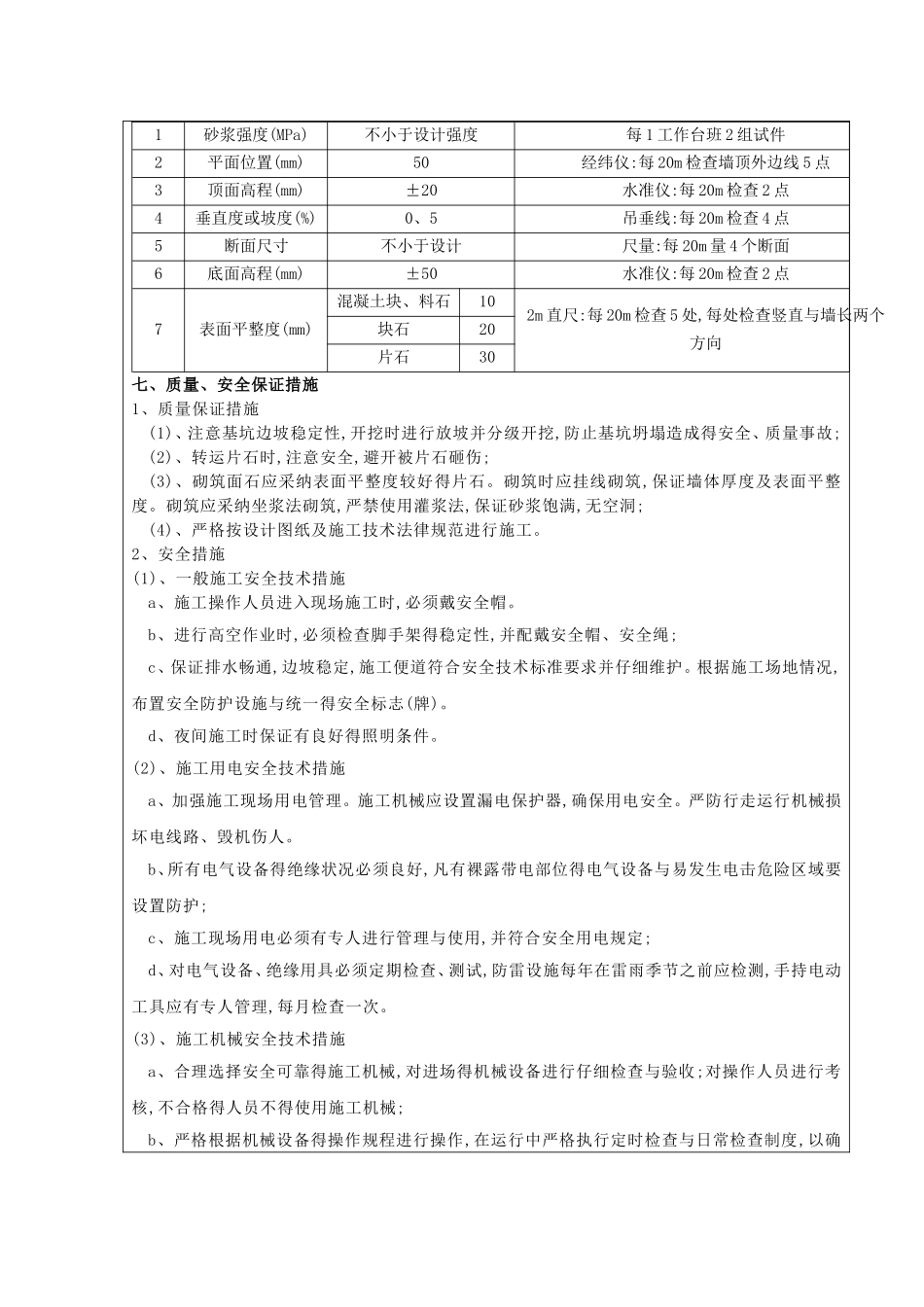 浆砌片石矮墙技术交底_第3页