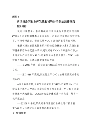 浙江省涂装行业挥发性有机物污染整治规范