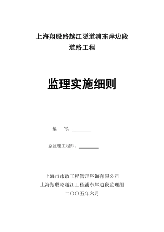 浦东岸边段主线道路及辅道监理实施细则