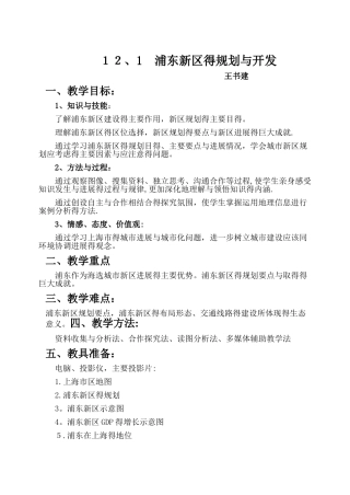 浦东新区的规划和开发