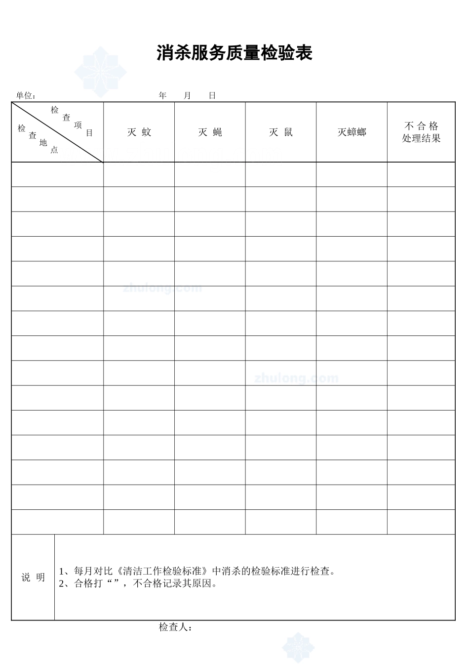 消杀服务质量检验表_secret_第1页