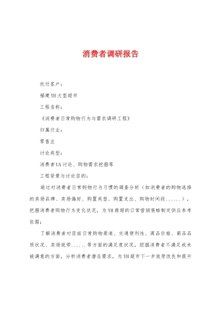 消费者调研报告