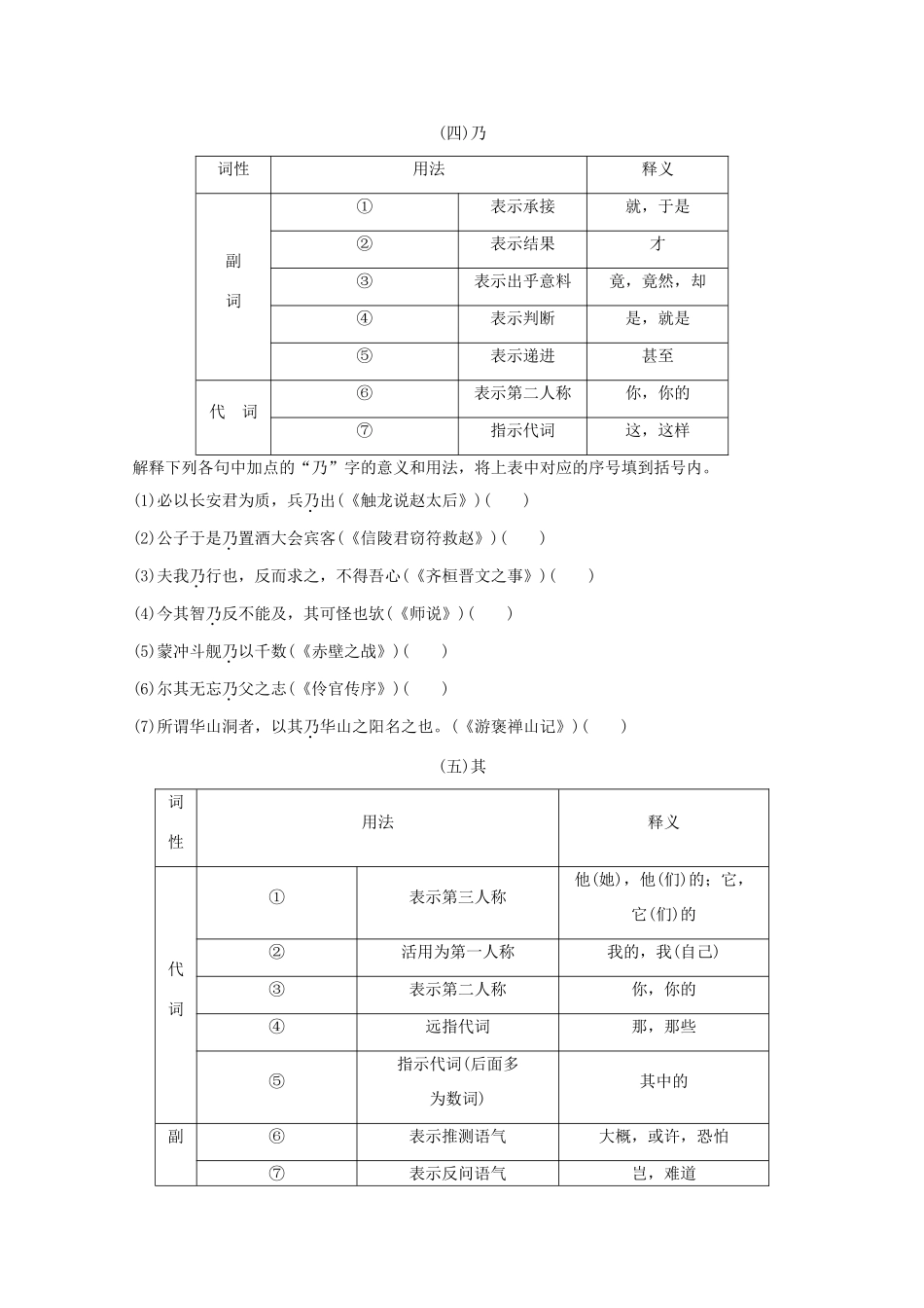 高考语文一轮复习 知识清单七《考纲》要求掌握的18个文言虚词教学案-人教版高三全册语文教学案_第3页