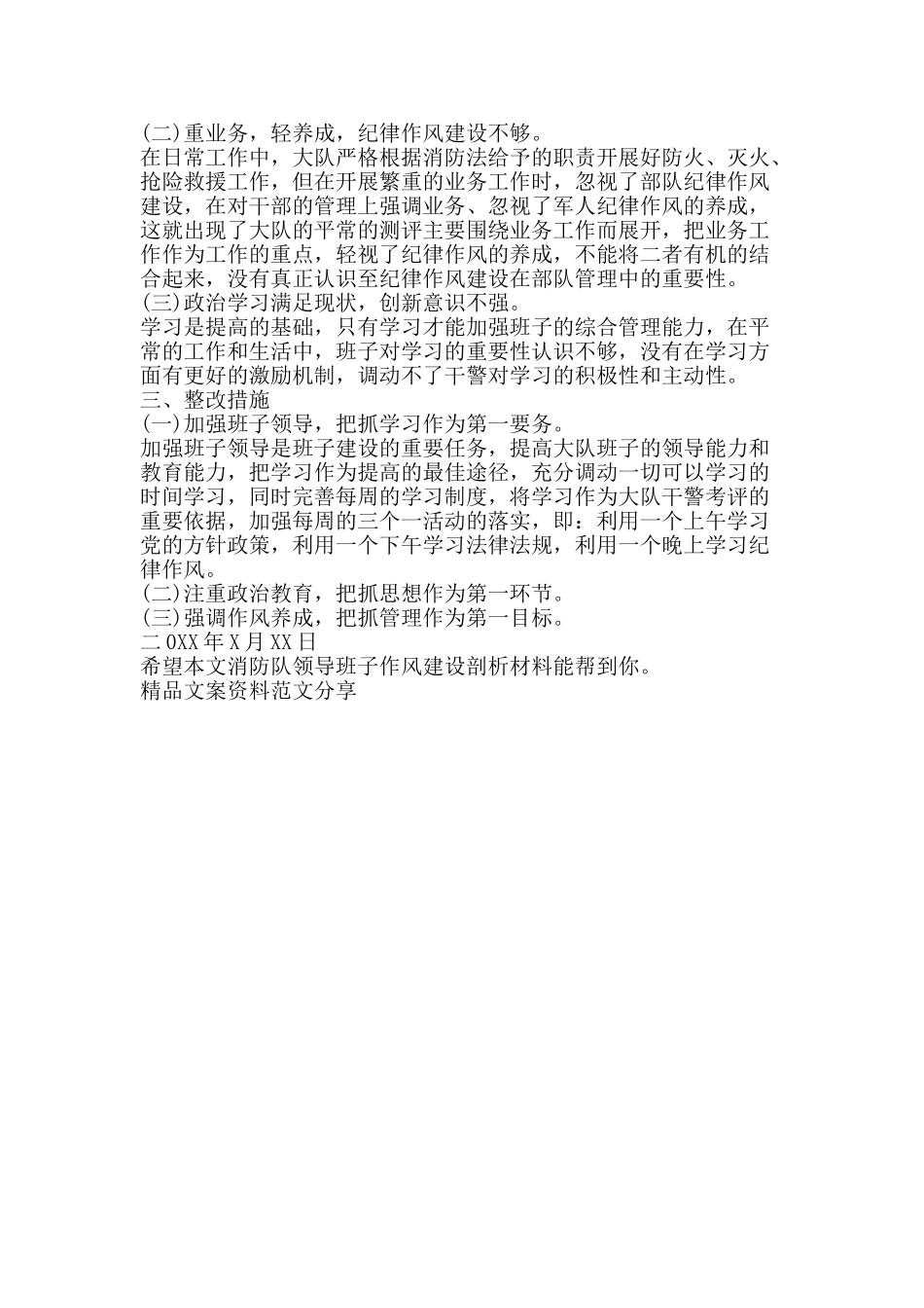 消防队领导班子作风建设剖析材料-精品文案范文_第2页