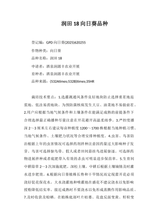 润田18向日葵品种