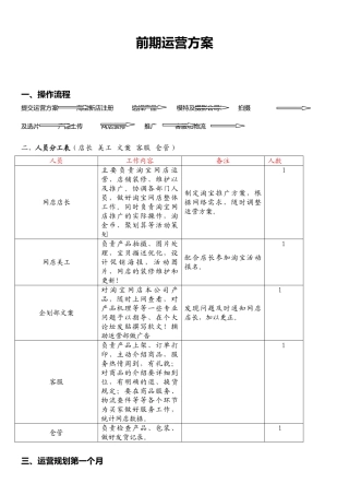 淘宝C店前期运营策划书