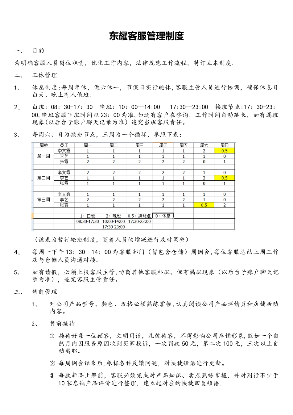 淘宝电子商务客服管理制度_第1页