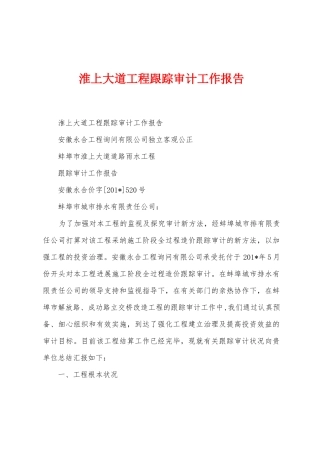 淮上大道工程跟踪审计工作报告