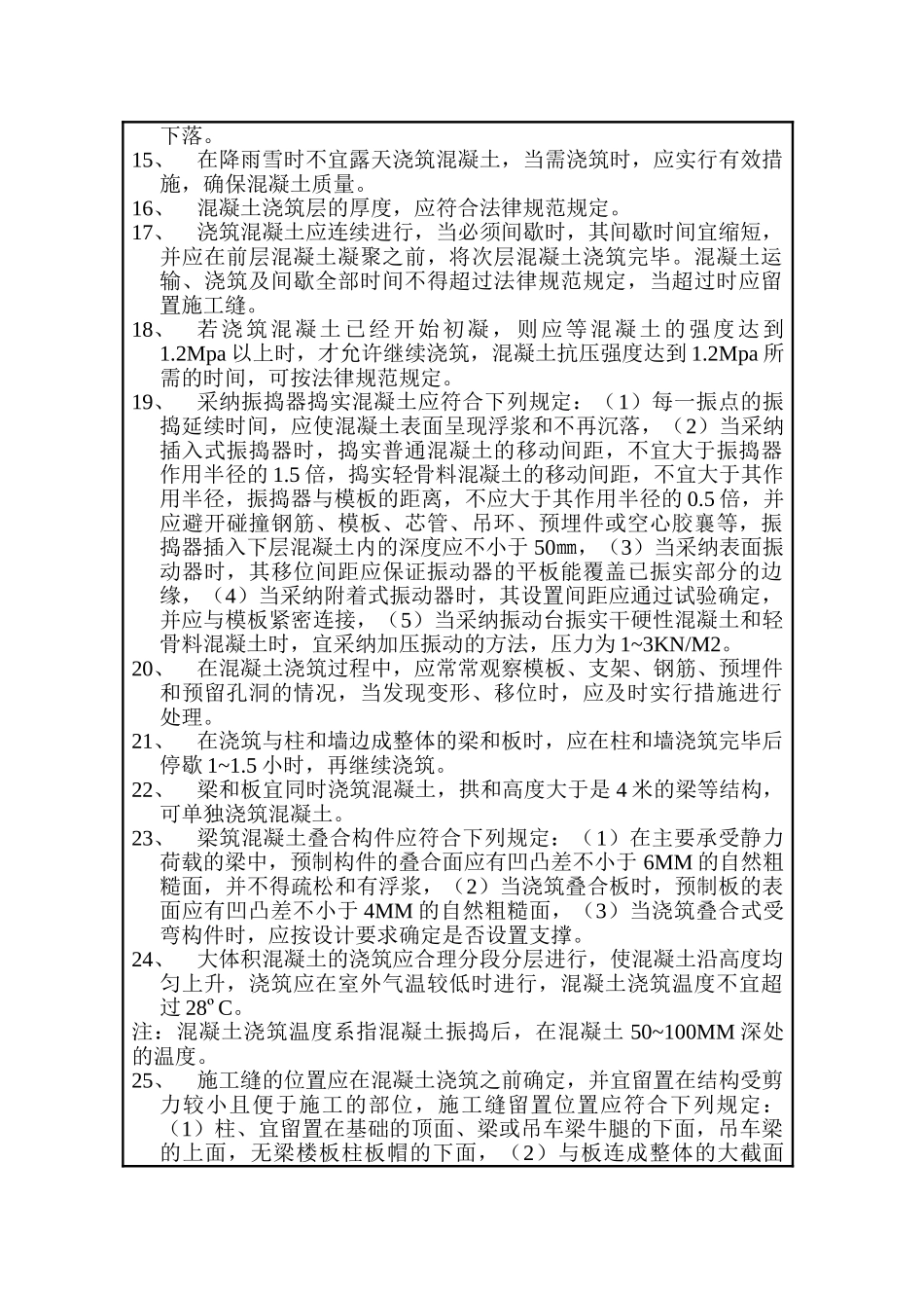 混凝土分项工程技术交底内容附页_第2页