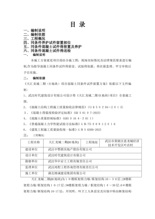 混凝土同条件试块留置方案