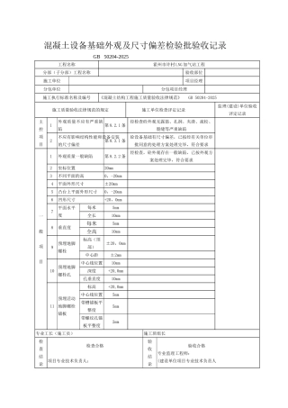 混凝土基础外观及尺寸检验批DOC