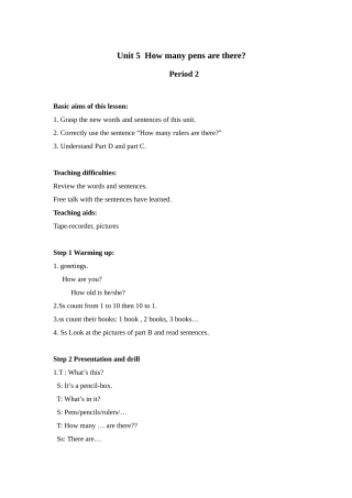 湘少版三下《Unit-5-How-many-pens-are-there》教案